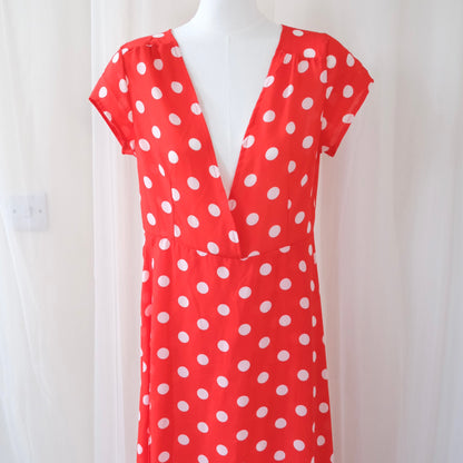Vintage Red Polka Dot Wrap Dress – Handmade Style