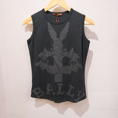 Vintage Bally Sleeveless Graphic Black Top – Designer Tank