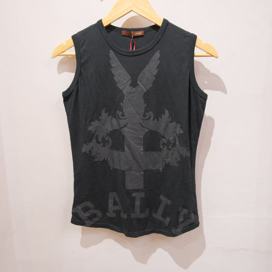 Vintage Bally Sleeveless Graphic Black Top – Designer Tank