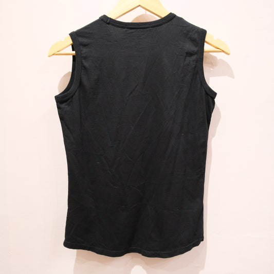 Vintage Bally Sleeveless Graphic Black Top – Designer Tank