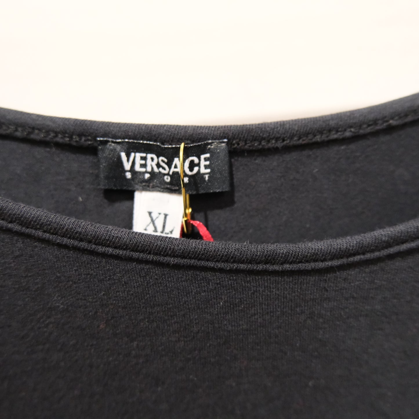 Vintage Versace Sport Metallic Logo Black T-Shirt – Designer Top