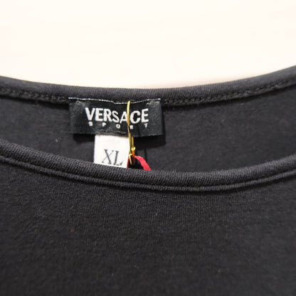 Vintage Versace Sport Metallic Logo Black T-Shirt – Designer Top