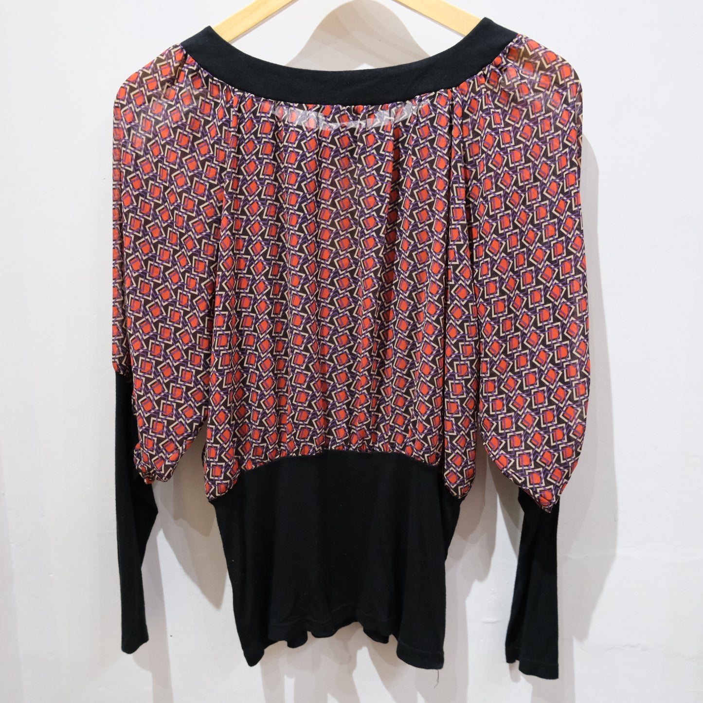 Vintage Kor@Kor Geometric Print Long Sleeve Top