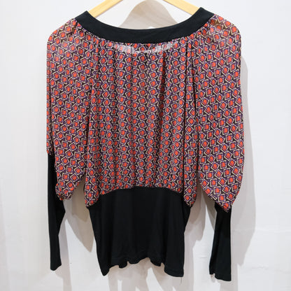 Vintage Kor@Kor Geometric Print Long Sleeve Top