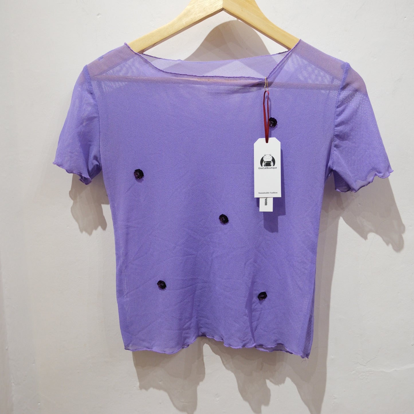 Vintage Lavender Mesh Embellished Top