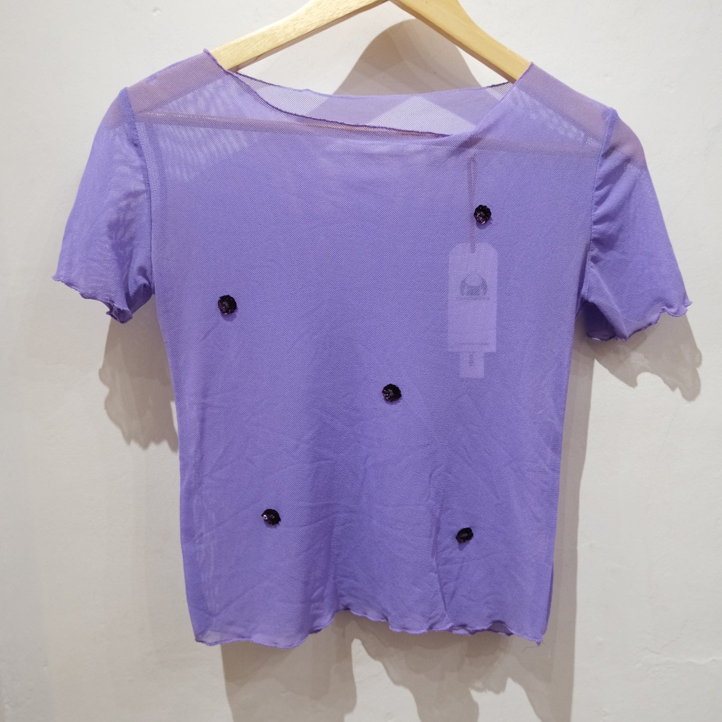 Vintage Lavender Mesh Embellished Top