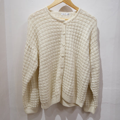 Vintage Maria Roelants Cream Textured Knit Cardigan – One Size