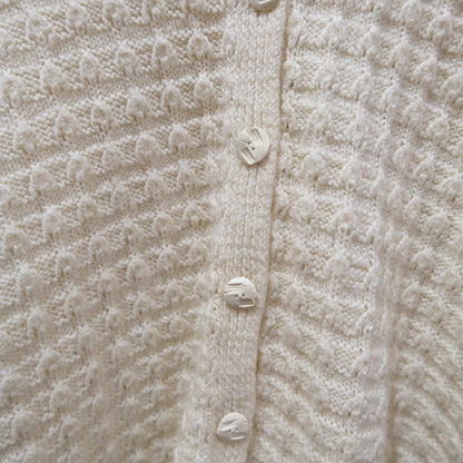 Vintage Maria Roelants Cream Textured Knit Cardigan – One Size