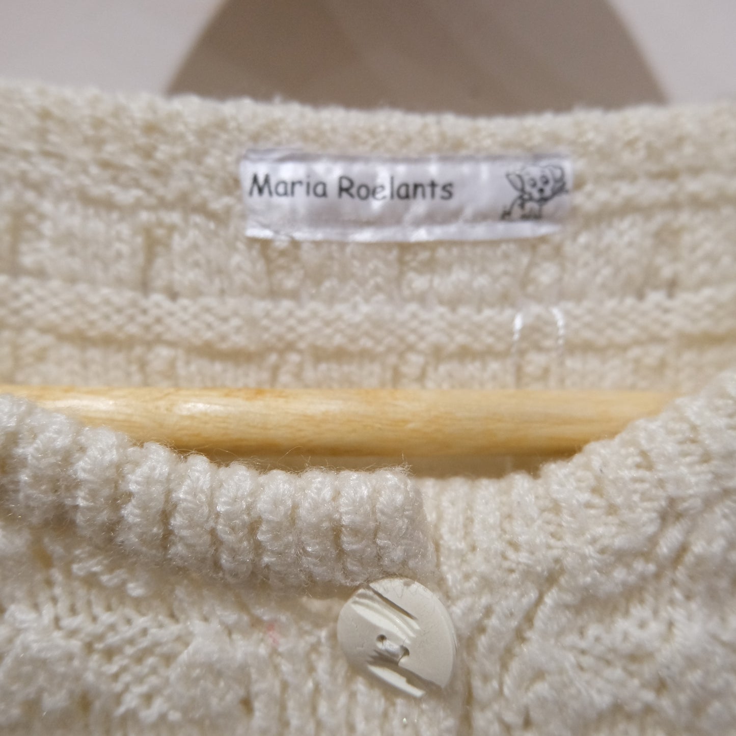 Vintage Maria Roelants Cream Textured Knit Cardigan – One Size