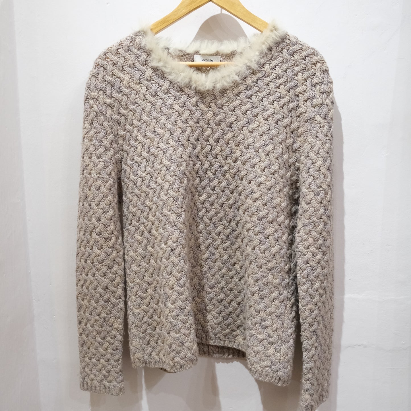 Vintage Lecomte Faux Fur Trim Knit Jumper