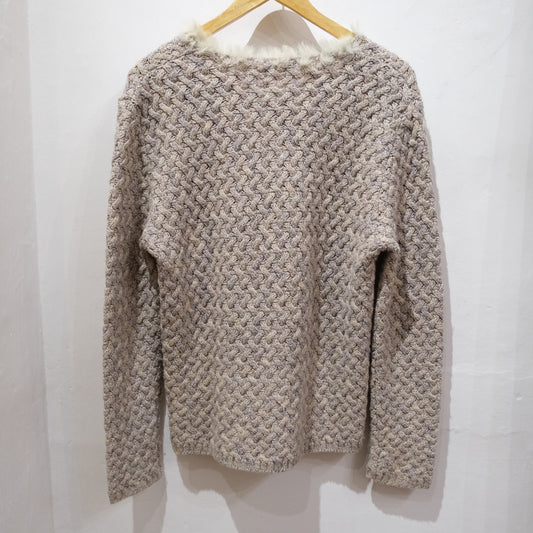 Vintage Lecomte Faux Fur Trim Knit Jumper