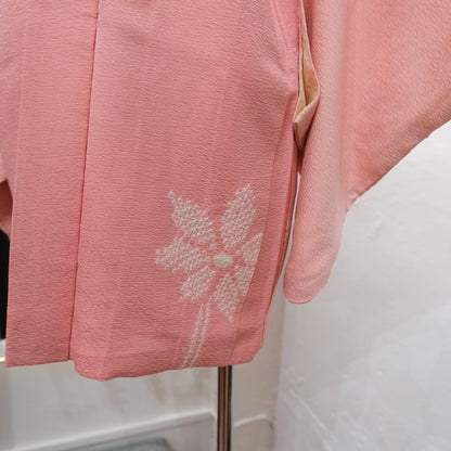 Vintage Pink Floral Japanese Haori Jacket – Traditional Kimono Style