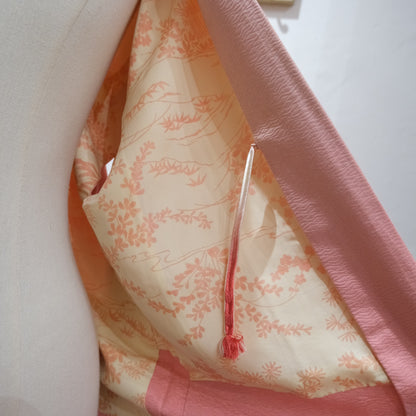 Vintage Pink Floral Japanese Haori Jacket – Traditional Kimono Style