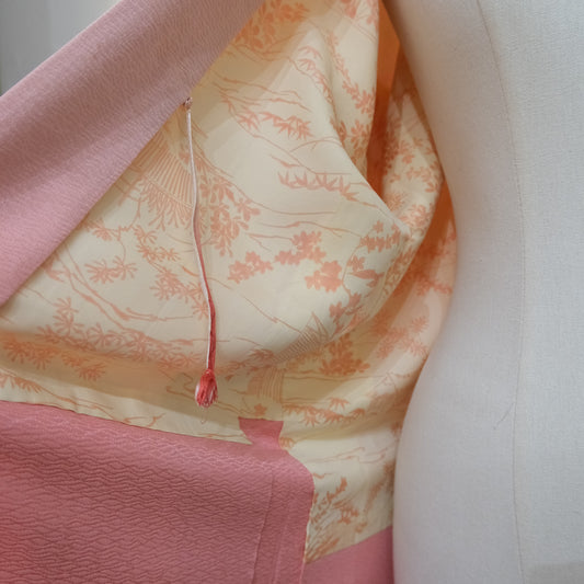 Vintage Pink Floral Japanese Haori Jacket – Traditional Kimono Style