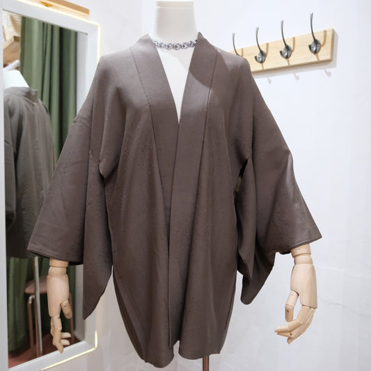 Vintage Japanese Brown Haori Jacket – Traditional Kimono Style Layering Piece