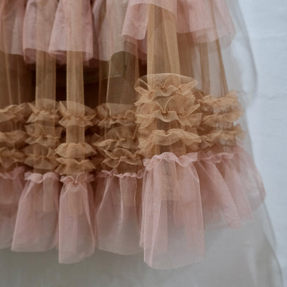 Deadstock Organza Ruffle Maxi Skirt – Layered Tulle Statement Skirt