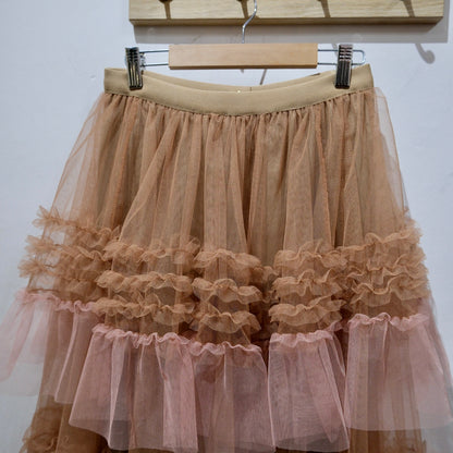 Deadstock Organza Ruffle Maxi Skirt – Layered Tulle Statement Skirt