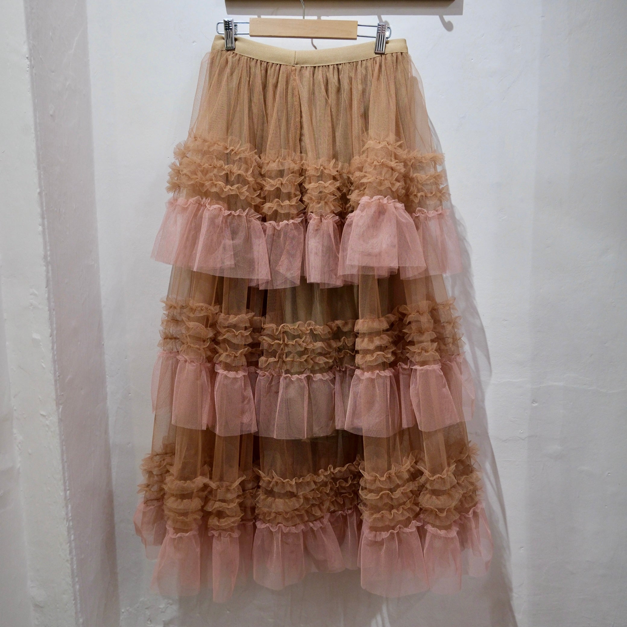 Deadstock Organza Ruffle Maxi Skirt – Layered Tulle Statement