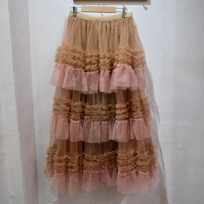 Deadstock Organza Ruffle Maxi Skirt – Layered Tulle Statement Skirt