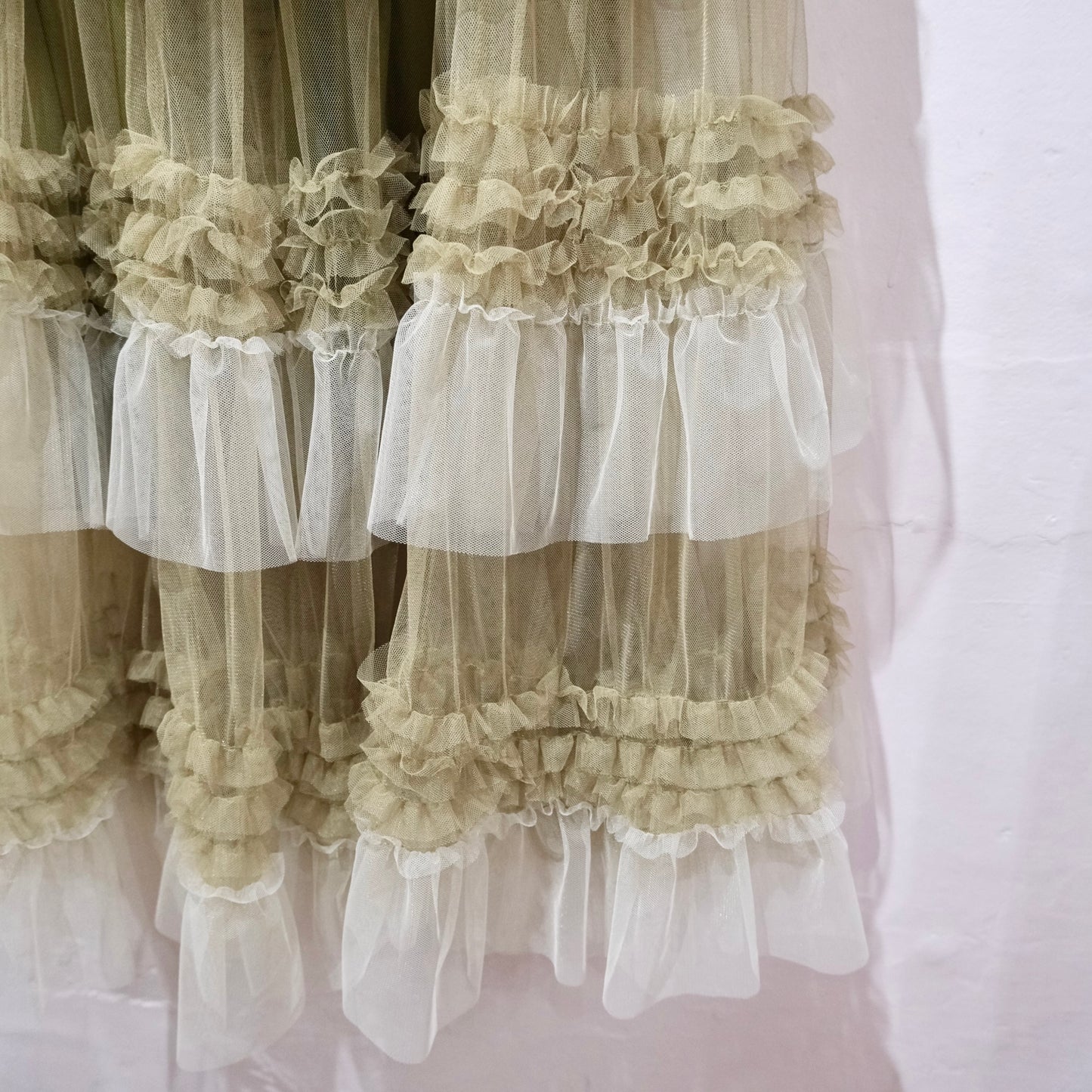 Deadstock Organza Ruffle Maxi Skirt – Layered Tulle Statement Skirt