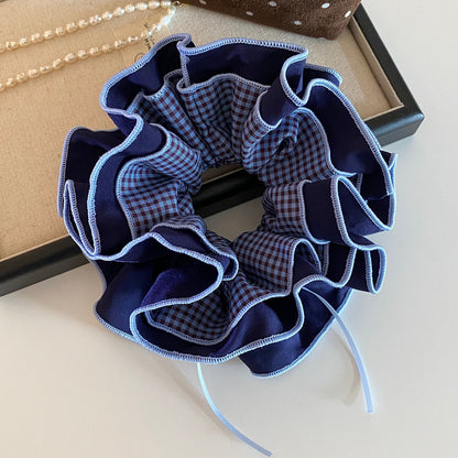 Oversized Ruffle Gingham Scrunchie – Statement Hair Accessory