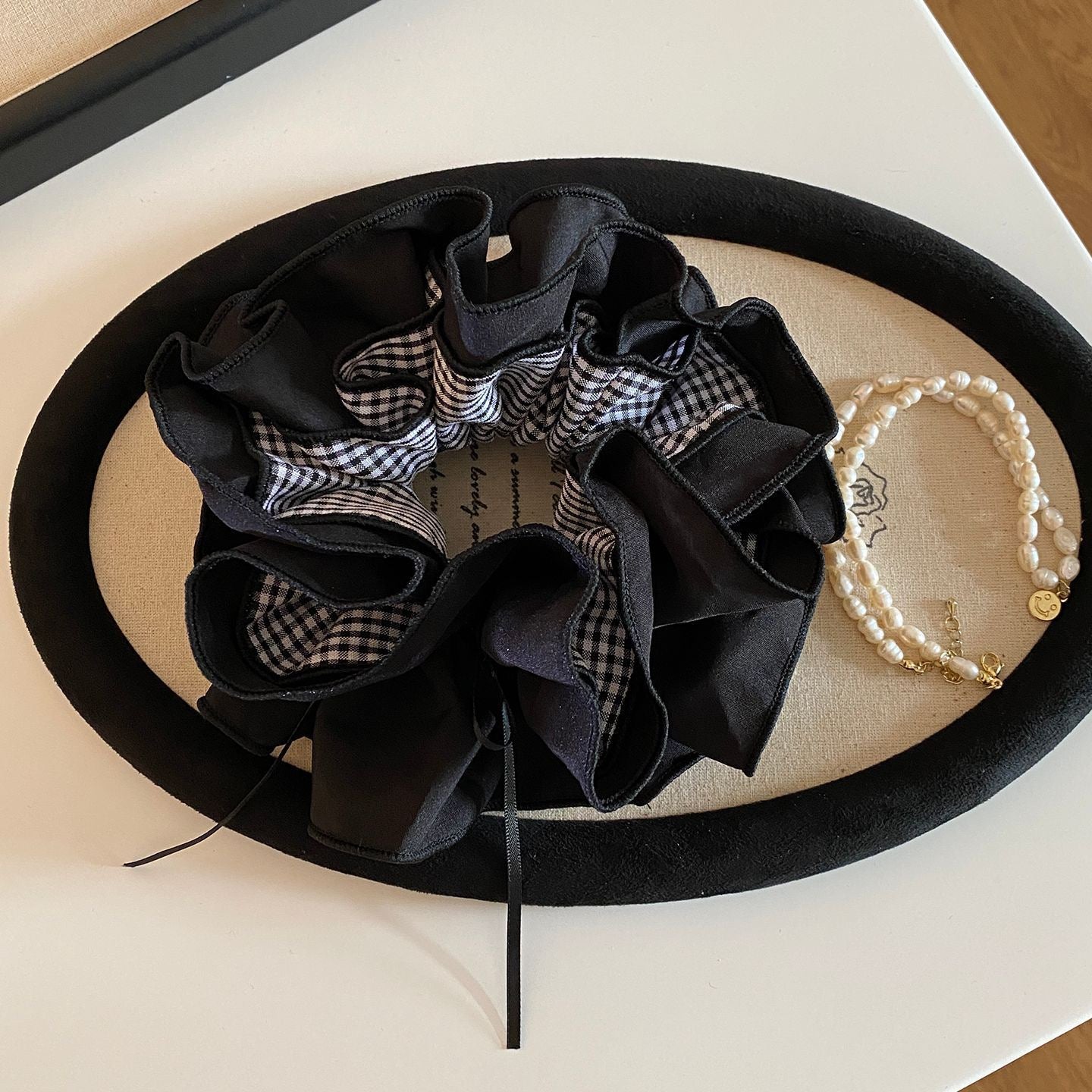 Oversized Ruffle Gingham Scrunchie – Statement Hair Accessory