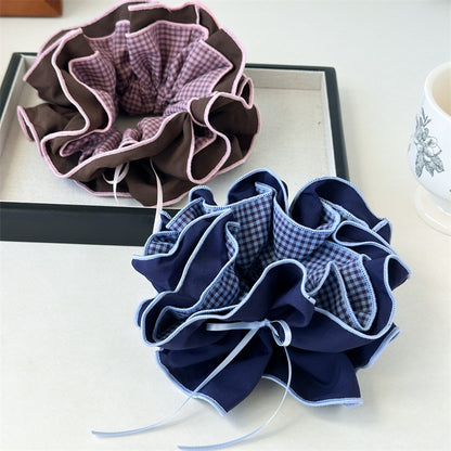 Oversized Ruffle Gingham Scrunchie – Statement Hair Accessory