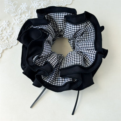 Oversized Ruffle Gingham Scrunchie – Statement Hair Accessory