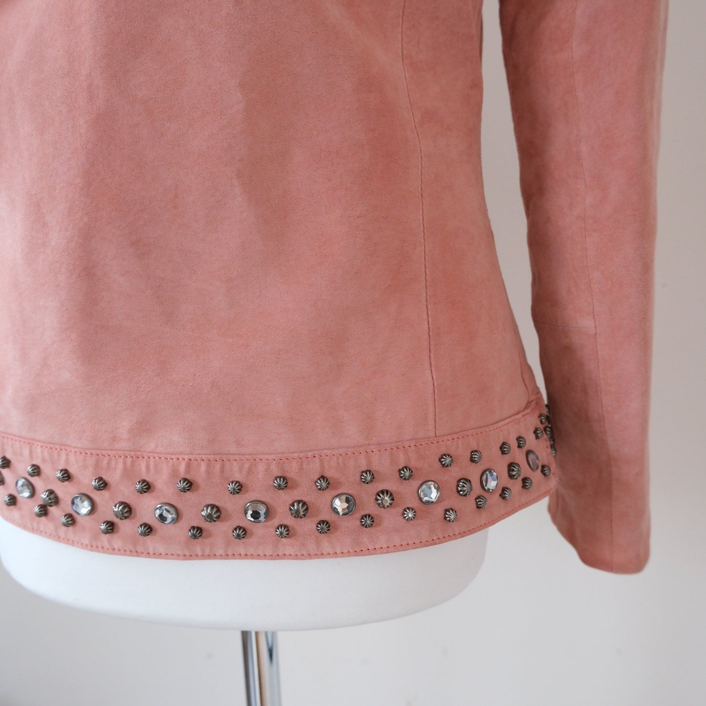 ROPER Vintage Pink Suede Fringe Rhinestones Leather Jacket