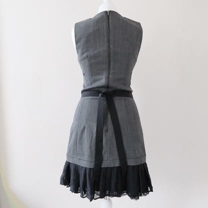 Vintage Dolce & Gabbana Wool Blend Mini Dress with Lace Detail – Size IT 38