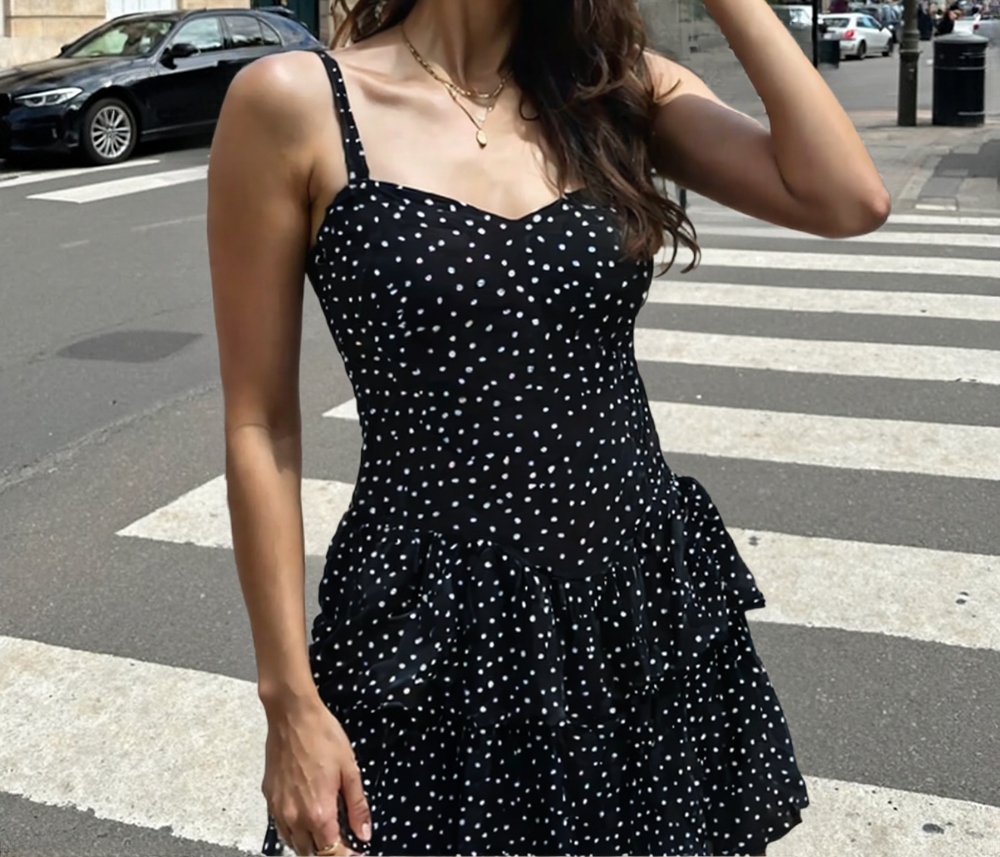 Vintage polka dot mini dress - XS