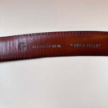 Madras vintage brown leather belt - XS