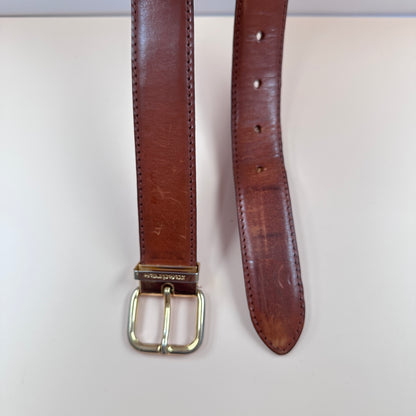 Madras vintage brown leather belt - XS