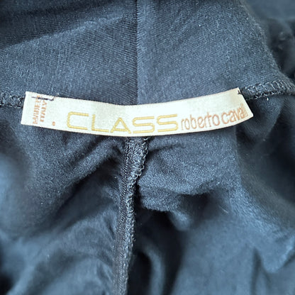 Vintage Class Roberto Cavalli Black Long Sleeve Dress – Ruched Gothic Midi