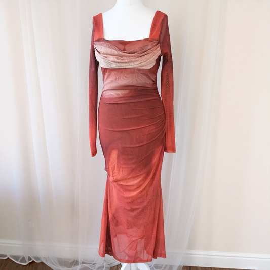 Deadstock Y2K Gradient Mesh Bodycon Maxi Dress – XS-S