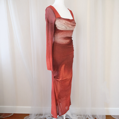 Deadstock Y2K Gradient Mesh Bodycon Maxi Dress – XS-S