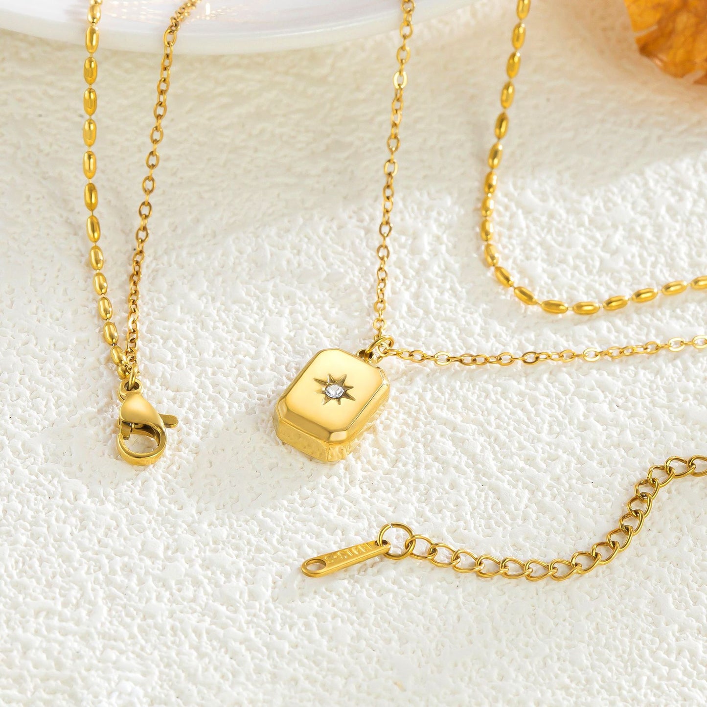 Gold Star Charm Layered Necklace – Double Chain Celestial Pendant