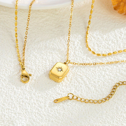 Gold Star Charm Layered Necklace – Double Chain Celestial Pendant