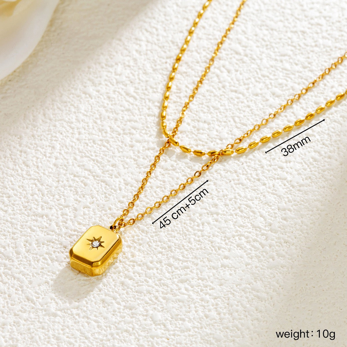 Gold Star Charm Layered Necklace – Double Chain Celestial Pendant