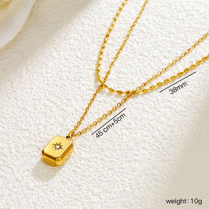 Gold Star Charm Layered Necklace – Double Chain Celestial Pendant