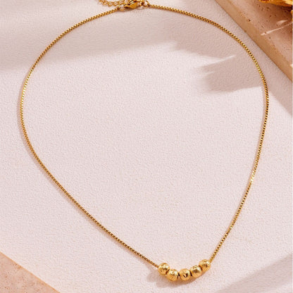 Dainty Gold Faceted Bead Necklace – Minimalist Sparkle Chain