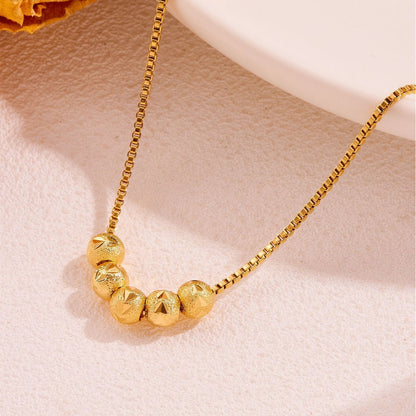 Dainty Gold Faceted Bead Necklace – Minimalist Sparkle Chain