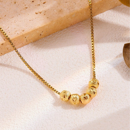 Dainty Gold Faceted Bead Necklace – Minimalist Sparkle Chain