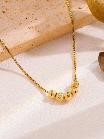 Dainty Gold Faceted Bead Necklace – Minimalist Sparkle Chain