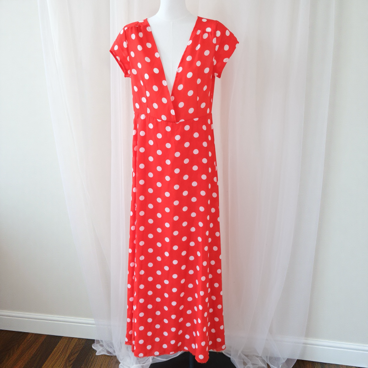 Vintage Red Polka Dot Wrap Dress – Handmade Style