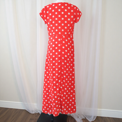 Vintage Red Polka Dot Wrap Dress – Handmade Style