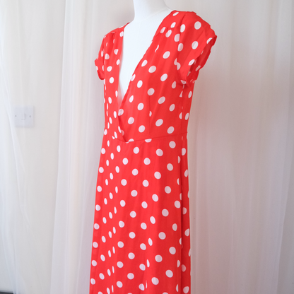 Vintage Red Polka Dot Wrap Dress – Handmade Style