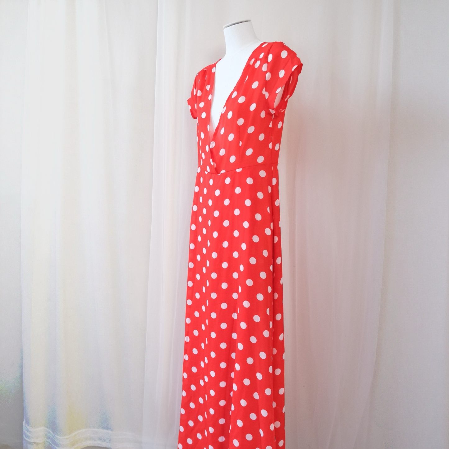 Vintage Red Polka Dot Wrap Dress – Handmade Style
