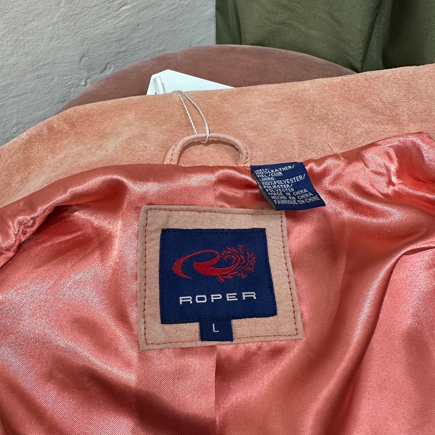 ROPER Vintage Pink Suede Fringe Rhinestones Leather Jacket