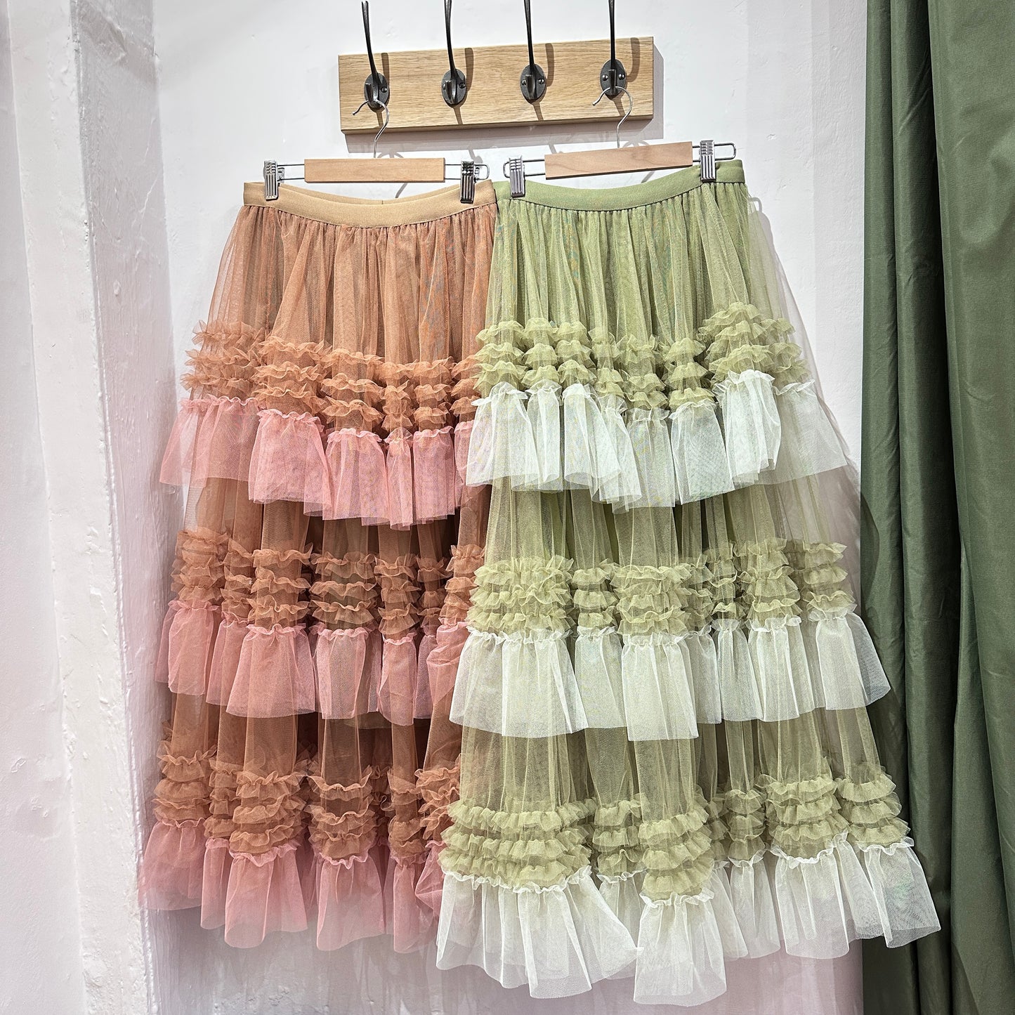 Deadstock Organza Ruffle Maxi Skirt – Layered Tulle Statement Skirt